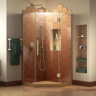 Prism Plus 38 in. D x 38 in. W x 72 in. H Semi-Frameless Neo-Angle Hinged Shower Enclosure in Brushed Nickel Hardware