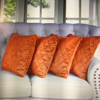 (8) Dooling Quilted Faux Fur Pillow Covers, Burnt Orange 20x20"