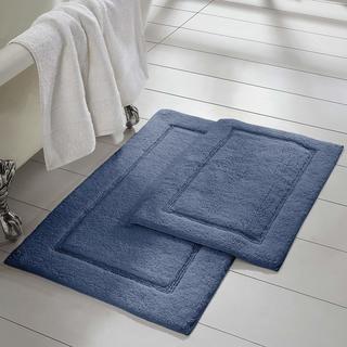 Amrapur Overseas 2-Pack Solid Loop with Non-Slip Backing Bath Mat Set (17-inch by 24-inch/21-inch by 34-inch), Denim