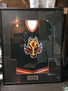 Framed Calgary Flames "Flaming Horse" Jersey 32.5" x 41"