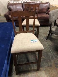 (2) Wooden Counter High Chairs 