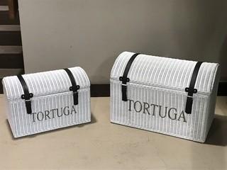 New 2 Piece Tortuga Storage Boxes In White.