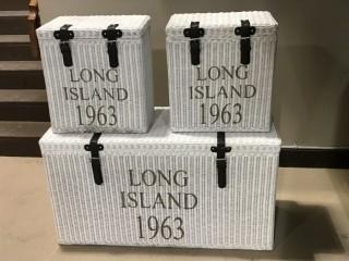 New 3 Piece Long Island Storage Boxes.