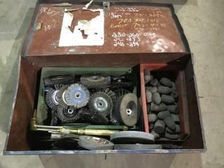 Job Box C/w Qty Of Assorted Grinding Wheels 