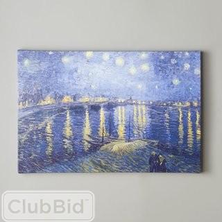 Three Posts 'Starry Night over the Rhone' by Vincent van Gogh Painting Print on Canvas 16" x 24" (TRPT2882_23968375)