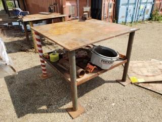 4' X 4' Steel Table C/w Vise And Supplies