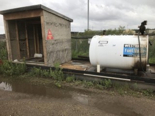 7'6" X 22' Fuel Skid C/w Westeel 2045L Fuel Tank w/ Pump And Meter And 7'X 8' Shed