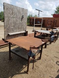 4' X 4' Steel Table C/w (2) Vises