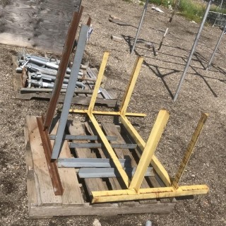 (2) Storage Bins, (3) Metal Frames And Angle Iron