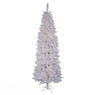 The Holiday Aisle Crystal White Spruce Pencil 6' Artificial Christmas Tree with 180 LED White Lights with Stand (THDA4379)