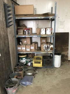 Qty Of Paint Supplies C/w Storage Rack