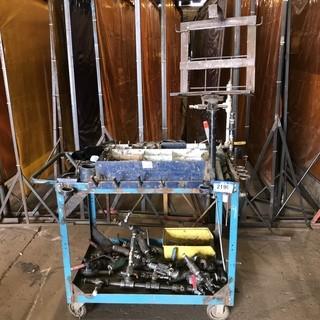 Metal Rolling Cart C/w Valves And Contents