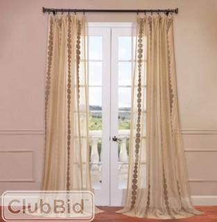 Half Price Drapes Cleopatra Embroidered Sheer Single Curtain Panel - White (XKQ108411264449)