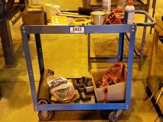 2-Tier Metal Shop Cart C/w Contents