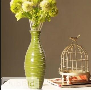 Winston Porter Jarnigan Decorative Wood Horizontal Wave Design Vase - Green(WNPR7850_23859321)