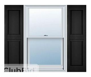 Ekena Millwork Vinyl Standard 2 Equal Panels Raised Panel Shutter - Black(EKML8909_15752830_15752808)