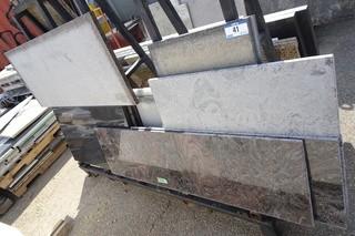 Qty Of Assorted Size Pieces Of Granite C/w Storage Stand