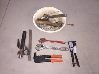 Lot of Wrenches & Rivet Tools, Etc.