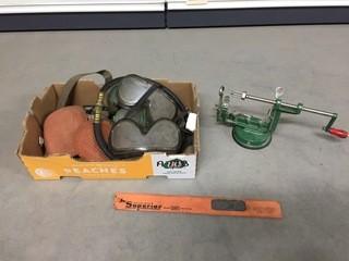 Lot of Safety Goggles, Knee Pads & Potato Peeler.