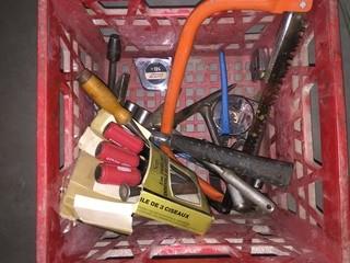 Lot of Assorted Chisels, Measuring Tapes & Hack Saw.