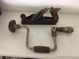 Lot of Antique Hand Planer & Hand Drill.