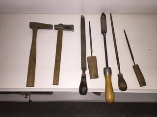 Lot of Antique Wood Handle Tools.