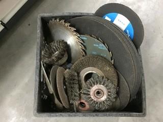 Lot of Assorted Grinding Wheels, Wire Brush & Saw Blades.
