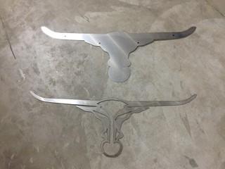 Stainless 2-Pc Long Horn Logo, New.