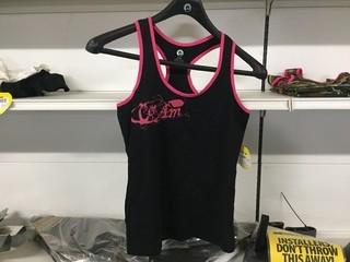 Ladies Can-Am Black/Pink Racerback Tank Top, Size S, New.