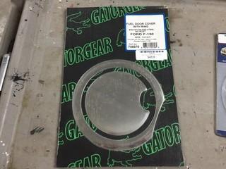 Ford F-150 2009-Current Stainless Fuel Door Cover with Ring, New.