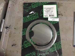 Ford F-150 2009-Current Stainless Fuel Door Cover with Ring, New.