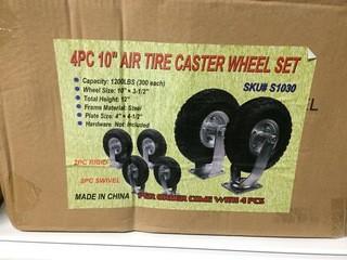 4Pc 10" Air Tire Caster Set, New.