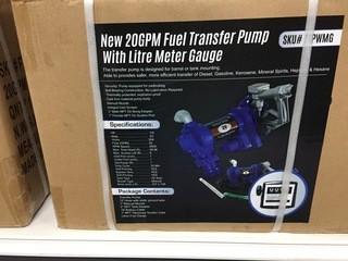 20 GPM 12V Fuel Transfer Pump with Gauge, New.