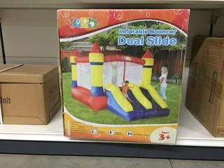 Dual Slide Inflatable Bouncer, Approx. 12'x 8 1/2'x 7', New.