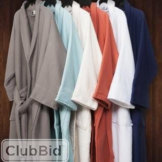 The Twillery Co. Whitman Superior 100% Cotton Waffle Weave Spa Bathrobe - Aqua - XLarge(HCY4736_18418136_18432366)