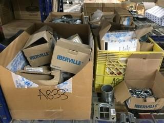 Lot of Assorted Electrical Supplies, Including Steel Locknuts, Die Cast Fittings, Couplings, Etc.