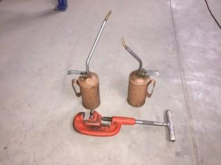 Lot of (2) Golden Rod 1 Quart Oil Cans & (1) Rigid Pipe Cutter.