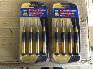 Lot of (2) Powerfist 4pc Precision Screwdriver Sets, New.