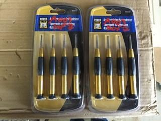 Lot of (2) Powerfist 4pc Precision Screwdriver Sets, New.