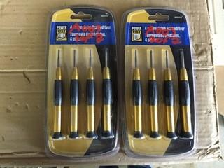 Lot of (2) Powerfist 4pc Precision Screwdriver Sets, New.