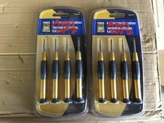 Lot of (2) Powerfist 4pc Precision Screwdriver Sets, New.