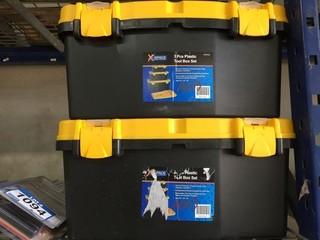 Lot of (2) 3pc Plastic Tool Boxes, New.