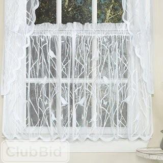 Sweet Home Collection Knit Lace Song Bird Motif Tier Curtain (SWET2137_18690562_18690565)