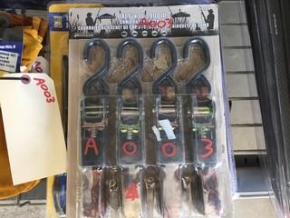 Lot of (4) 1"x 10' Ratchet Straps, New.