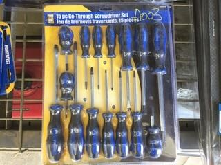 15pc Go-Through Screwdriver Set, New.