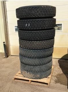 Selling Off-Site (8) 11R24.5 Tires. Location: 339 Aquaduct Dr., Brooks, AB Call Tim For Further Information 403-968-9430.