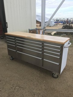 Unused 72in Stainless Steel Tool Chest C/w (15) Drawers