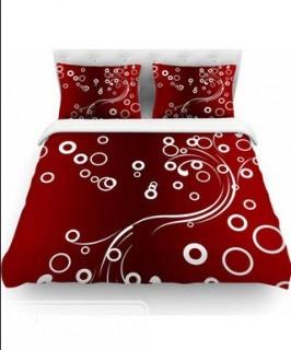 East Urban Home Fotios Pavlopoulos 'White Abstract on Red' Woven Duvet Cover (EAAH8909_21623737)