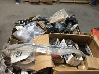 Lot of Assorted Sled Parts, Including Idler Wheels, Speedometer, Chain Guard, Etc.