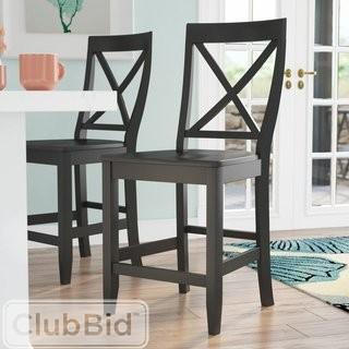 Beachcrest Home Delaine 24 Bar Stool  - Black(BCHH8983_23573186)